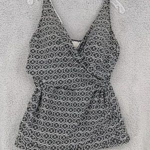 EUC Lands End Black/White Adjustable Strap Tankini - Sz 18